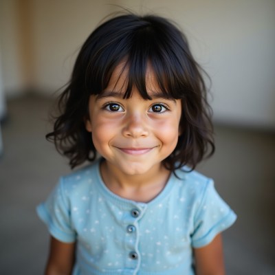Smiling girl with bangs