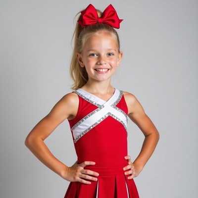 Girl in red cheerleader uniform