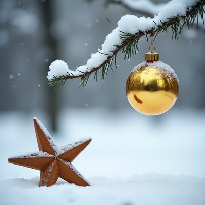 Snowy Christmas Ornament and Star