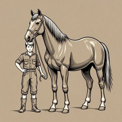 Boy holding horse reins