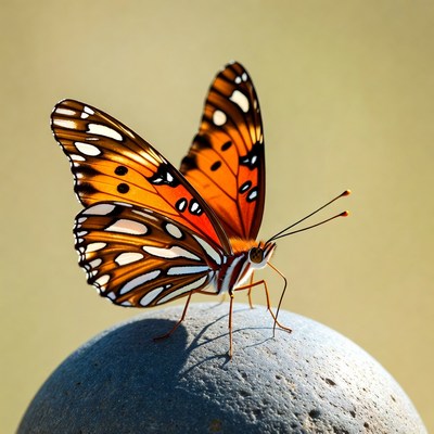 Orange Monarch Butterfly on Stone