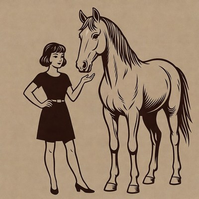Girl standing with horse