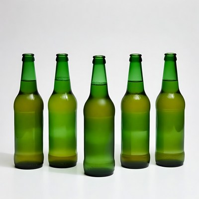 Five Green Beer Bottles