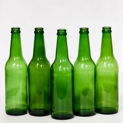 Five Green Glass Bottles