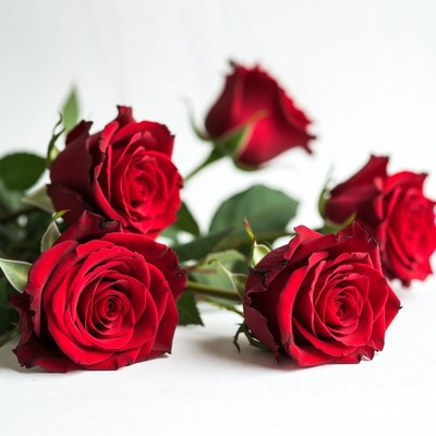 Red Roses Bouquet on White Background