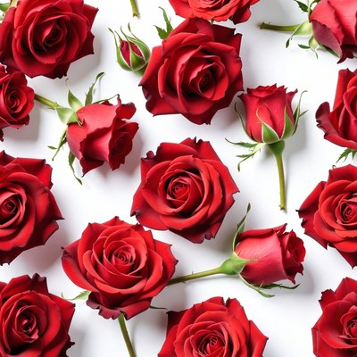 Red Roses on White Background