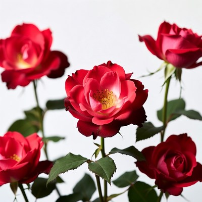 Red Roses on White Background