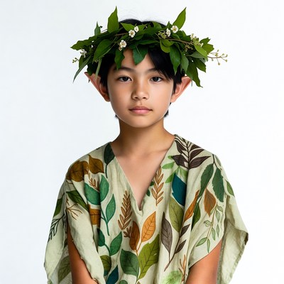 Boy with leaf crown and elf ears
