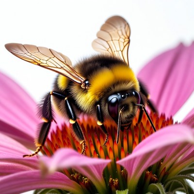 Bumblebee Pollinating Pink Flower