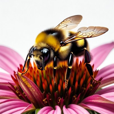 Bumblebee Pollinating Pink Flower