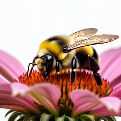 Bumblebee Pollinating Pink Flower