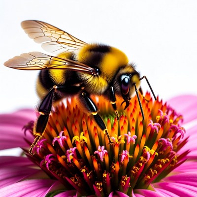 Bumblebee on pink flower