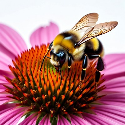 Bumblebee on pink echinacea flower