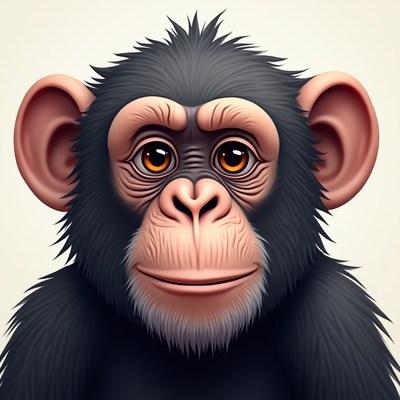 Cute cartoon chimpanzee smiling