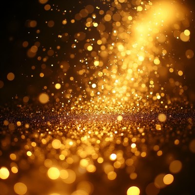 Golden Glitter Burst on Black Background