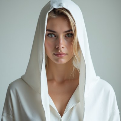 Blonde woman in white hoodie