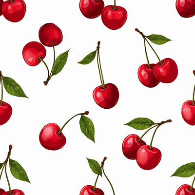 Red Cherries Seamless Pattern