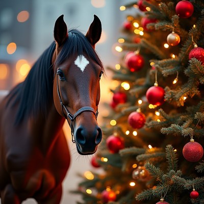 Horse with Christmas Tree