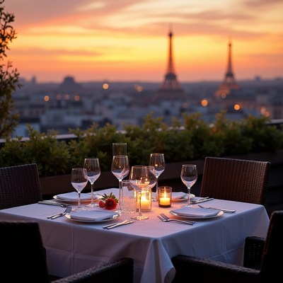 Romantic Paris Rooftop Dinner Eiffel Tower