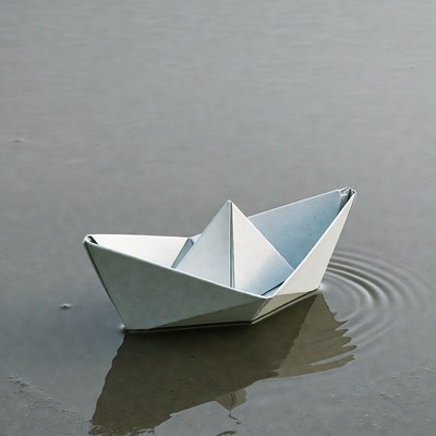Paper boat floating on water
