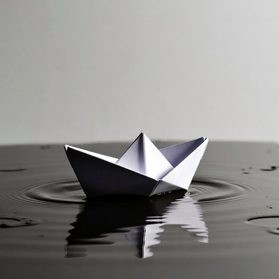 Paper Boat Floating on Water