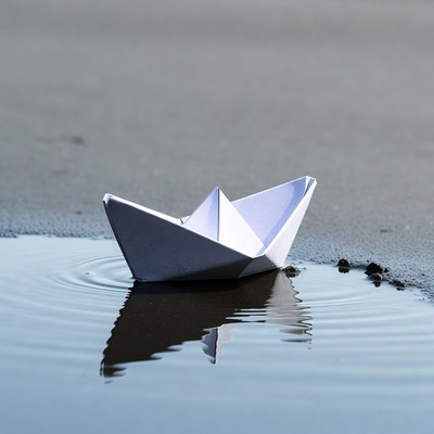 Paper Boat in Puddle