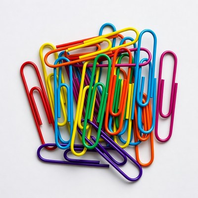 Colorful paper clips pile