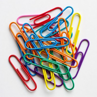 Colorful paper clips pile