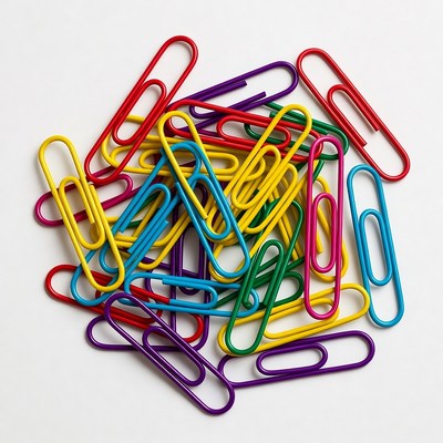 Colorful paper clips pile