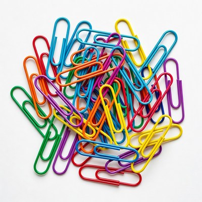 Colorful paper clips pile