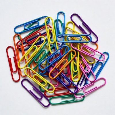 Colorful paper clips pile