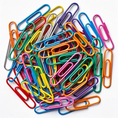 Colorful paper clips pile