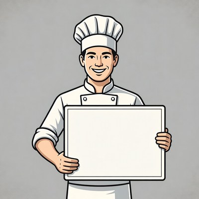 Chef holding blank sign