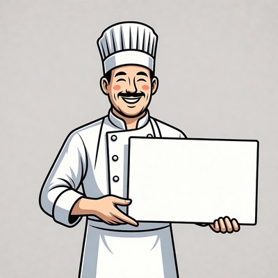 Chef holding blank sign