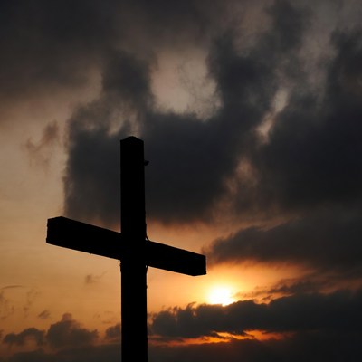 Silhouette Cross at Sunset