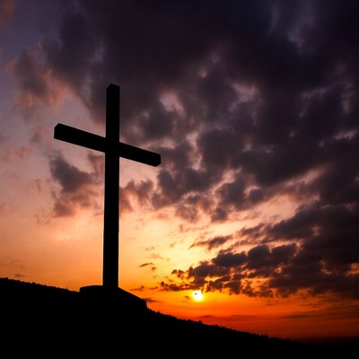 Silhouette Cross at Sunset