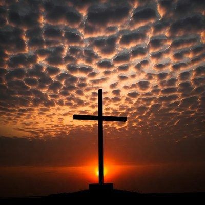 Silhouette Cross Sunset Clouds