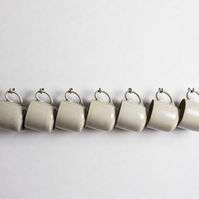 Row of Hanging Ceramic Mugs