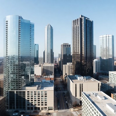 Modern Skyscrapers in City Skyline