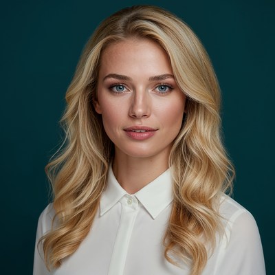 Blonde woman in white shirt