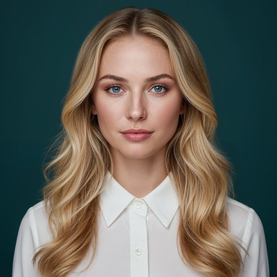 Blonde woman in white shirt