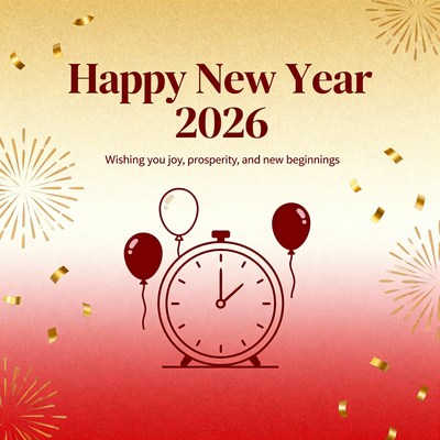 Happy New Year 2026 Clock Balloons