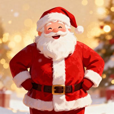 Smiling Santa Claus in red suit