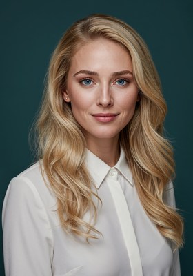 Blonde woman in white shirt