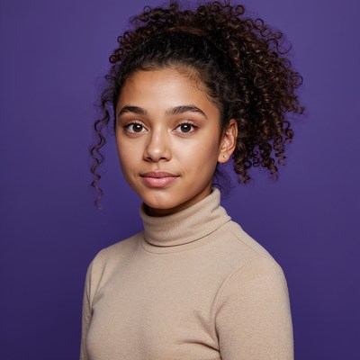 Young Black girl with curly ponytail