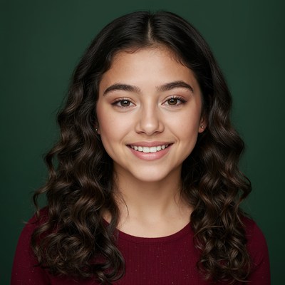 Smiling Latina girl green background
