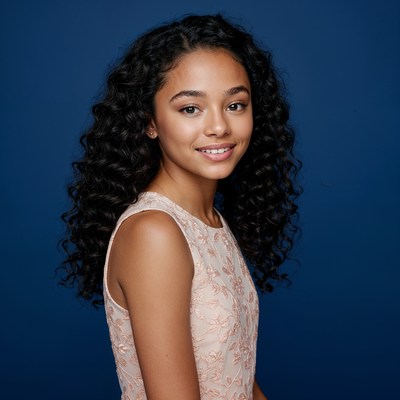 Smiling African-American girl with curly hair