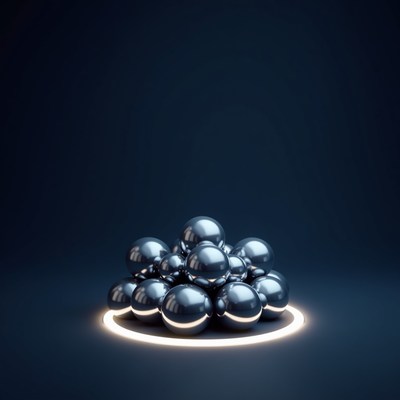 Shiny metallic balls glowing ring
