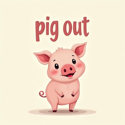 Cute Pig Pig Out Illustration