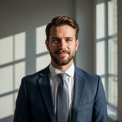 Handsome man in navy suit